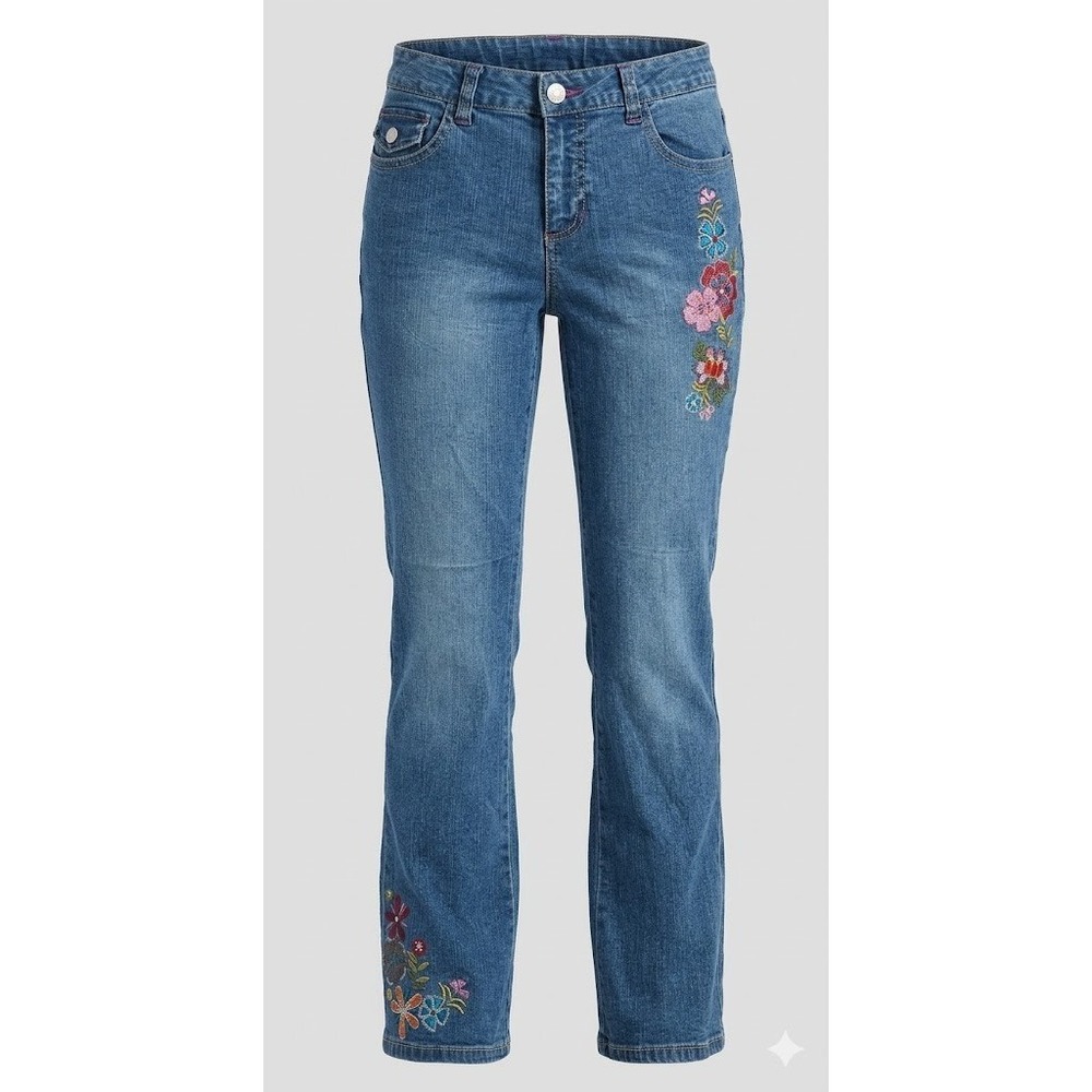 Circo Floral Embroidered Bootcut Jeans Girls 14 Y2K Boho Fairycore Denim